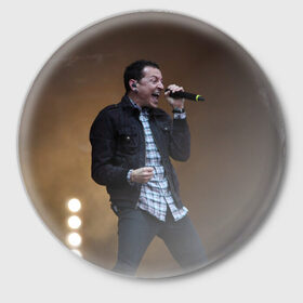 Значок с принтом Linkin Park в Петрозаводске,  металл | круглая форма, металлическая застежка в виде булавки | bennington | chester | linkin park | беннингтон | линкин парк | честер