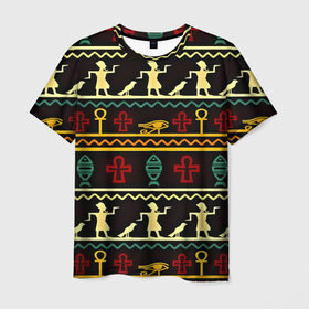 Мужская футболка 3D с принтом Египетский узор в Петрозаводске, 100% полиэфир | прямой крой, круглый вырез горловины, длина до линии бедер | народ | народные | узор | этника | этнические