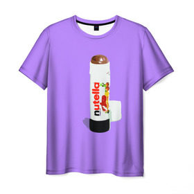 Мужская футболка 3D с принтом Нутелла в Петрозаводске, 100% полиэфир | прямой крой, круглый вырез горловины, длина до линии бедер | nutella | нутелла | ореховая паста | помада | сладости | шоколадная паста
