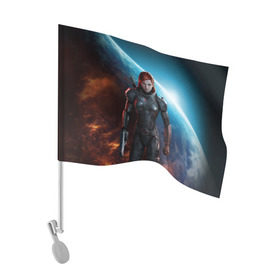 Флаг для автомобиля с принтом Mass Effect в Петрозаводске, 100% полиэстер | Размер: 30*21 см | n7 | shepard | галактика | жнец | космос | масс | нормандия | планета | шепард | эффект