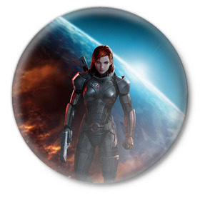 Значок с принтом Mass Effect в Петрозаводске,  металл | круглая форма, металлическая застежка в виде булавки | Тематика изображения на принте: n7 | shepard | галактика | жнец | космос | масс | нормандия | планета | шепард | эффект
