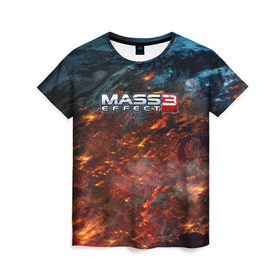 Женская футболка 3D с принтом Mass Effect в Петрозаводске, 100% полиэфир ( синтетическое хлопкоподобное полотно) | прямой крой, круглый вырез горловины, длина до линии бедер | n7 | shepard | галактика | жнец | космос | масс | нормандия | планета | шепард | эффект