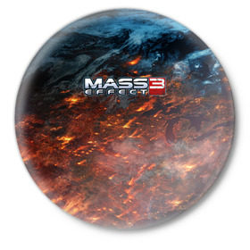 Значок с принтом Mass Effect в Петрозаводске,  металл | круглая форма, металлическая застежка в виде булавки | n7 | shepard | галактика | жнец | космос | масс | нормандия | планета | шепард | эффект