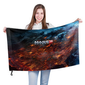 Флаг 3D с принтом Mass Effect в Петрозаводске, 100% полиэстер | плотность ткани — 95 г/м2, размер — 67 х 109 см. Принт наносится с одной стороны | n7 | shepard | галактика | жнец | космос | масс | нормандия | планета | шепард | эффект