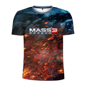 Мужская футболка 3D спортивная с принтом Mass Effect в Петрозаводске, 100% полиэстер с улучшенными характеристиками | приталенный силуэт, круглая горловина, широкие плечи, сужается к линии бедра | Тематика изображения на принте: n7 | shepard | галактика | жнец | космос | масс | нормандия | планета | шепард | эффект