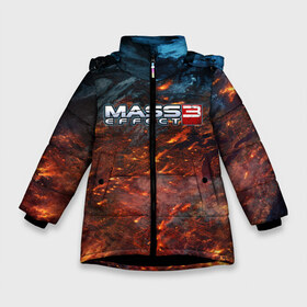 Зимняя куртка для девочек 3D с принтом Mass Effect в Петрозаводске, ткань верха — 100% полиэстер; подклад — 100% полиэстер, утеплитель — 100% полиэстер. | длина ниже бедра, удлиненная спинка, воротник стойка и отстегивающийся капюшон. Есть боковые карманы с листочкой на кнопках, утяжки по низу изделия и внутренний карман на молнии. 

Предусмотрены светоотражающий принт на спинке, радужный светоотражающий элемент на пуллере молнии и на резинке для утяжки. | n7 | shepard | галактика | жнец | космос | масс | нормандия | планета | шепард | эффект