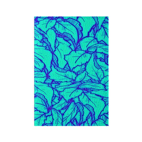 Обложка для паспорта матовая кожа с принтом Фрактальные лепестки в Петрозаводске, натуральная матовая кожа | размер 19,3 х 13,7 см; прозрачные пластиковые крепления | Тематика изображения на принте: листья | паттерн | синий