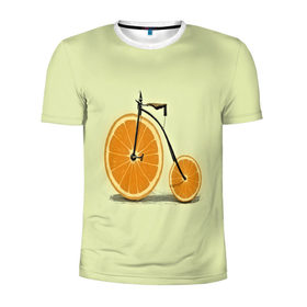 Мужская футболка 3D спортивная с принтом Апельсиновый велосипед в Петрозаводске, 100% полиэстер с улучшенными характеристиками | приталенный силуэт, круглая горловина, широкие плечи, сужается к линии бедра | Тематика изображения на принте: 