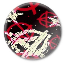 Значок с принтом Anarchy в Петрозаводске,  металл | круглая форма, металлическая застежка в виде булавки | анархия | паттерн