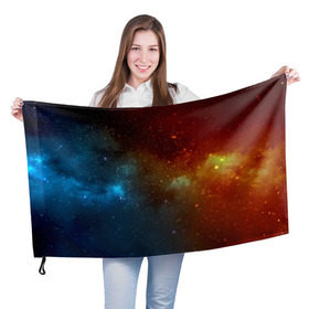 Флаг 3D с принтом Столкновение вселенных в Петрозаводске, 100% полиэстер | плотность ткани — 95 г/м2, размер — 67 х 109 см. Принт наносится с одной стороны | nebula | звезды | туманность