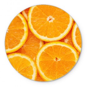 Коврик круглый с принтом Апельсинка в Петрозаводске, резина и полиэстер | круглая форма, изображение наносится на всю лицевую часть | Тематика изображения на принте: апельсин | свежесть | фрукт