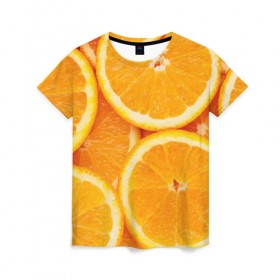Женская футболка 3D с принтом Апельсинка в Петрозаводске, 100% полиэфир ( синтетическое хлопкоподобное полотно) | прямой крой, круглый вырез горловины, длина до линии бедер | апельсин | свежесть | фрукт