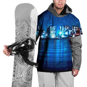 Накидка на куртку 3D с принтом Panoramic Urban в Петрозаводске, 100% полиэстер |  | высотки | город | здания | ночь | страны | сша