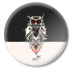 Значок с принтом Owl в Петрозаводске,  металл | круглая форма, металлическая застежка в виде булавки | three days grace