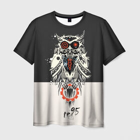 Мужская футболка 3D с принтом Owl в Петрозаводске, 100% полиэфир | прямой крой, круглый вырез горловины, длина до линии бедер | three days grace