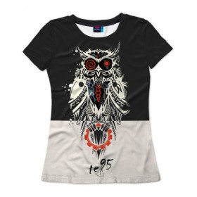 Женская футболка 3D с принтом Owl в Петрозаводске, 100% полиэфир ( синтетическое хлопкоподобное полотно) | прямой крой, круглый вырез горловины, длина до линии бедер | three days grace