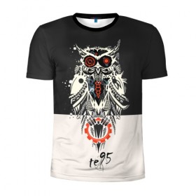 Мужская футболка 3D спортивная с принтом Owl в Петрозаводске, 100% полиэстер с улучшенными характеристиками | приталенный силуэт, круглая горловина, широкие плечи, сужается к линии бедра | Тематика изображения на принте: three days grace
