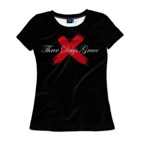 Женская футболка 3D с принтом Three Days Grace в Петрозаводске, 100% полиэфир ( синтетическое хлопкоподобное полотно) | прямой крой, круглый вырез горловины, длина до линии бедер | three days grace