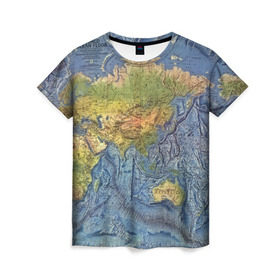 Женская футболка 3D с принтом Карта в Петрозаводске, 100% полиэфир ( синтетическое хлопкоподобное полотно) | прямой крой, круглый вырез горловины, длина до линии бедер | география | земля | мир