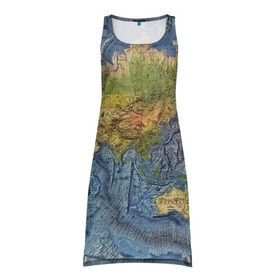 Платье-майка 3D с принтом Карта в Петрозаводске, 100% полиэстер | полуприлегающий силуэт, широкие бретели, круглый вырез горловины, удлиненный подол сзади. | Тематика изображения на принте: география | земля | мир