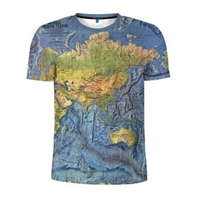 Мужская футболка 3D спортивная с принтом Карта в Петрозаводске, 100% полиэстер с улучшенными характеристиками | приталенный силуэт, круглая горловина, широкие плечи, сужается к линии бедра | Тематика изображения на принте: география | земля | мир