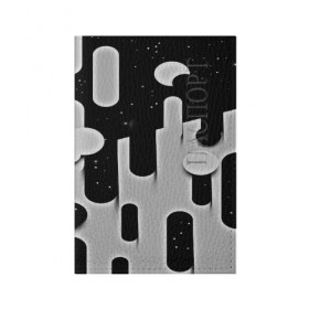 Обложка для паспорта матовая кожа с принтом Фигуры иньян в Петрозаводске, натуральная матовая кожа | размер 19,3 х 13,7 см; прозрачные пластиковые крепления | монохромный | паттерн