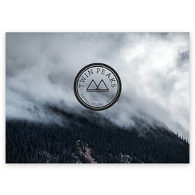 Поздравительная открытка с принтом Twin Peaks в Петрозаводске, 100% бумага | плотность бумаги 280 г/м2, матовая, на обратной стороне линовка и место для марки
 | twin peaks | дэвид линч | лес | лора палмер | сова | твин пикс | туман