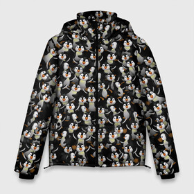Мужская зимняя куртка 3D с принтом Дурацкие пингвины в Петрозаводске, верх — 100% полиэстер; подкладка — 100% полиэстер; утеплитель — 100% полиэстер | длина ниже бедра, свободный силуэт Оверсайз. Есть воротник-стойка, отстегивающийся капюшон и ветрозащитная планка. 

Боковые карманы с листочкой на кнопках и внутренний карман на молнии. | антарктида | антарктика | пингвин | полюс | полярник | птенец | птицы | толпа