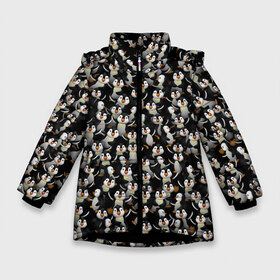 Зимняя куртка для девочек 3D с принтом Дурацкие пингвины в Петрозаводске, ткань верха — 100% полиэстер; подклад — 100% полиэстер, утеплитель — 100% полиэстер. | длина ниже бедра, удлиненная спинка, воротник стойка и отстегивающийся капюшон. Есть боковые карманы с листочкой на кнопках, утяжки по низу изделия и внутренний карман на молнии. 

Предусмотрены светоотражающий принт на спинке, радужный светоотражающий элемент на пуллере молнии и на резинке для утяжки. | Тематика изображения на принте: антарктида | антарктика | пингвин | полюс | полярник | птенец | птицы | толпа