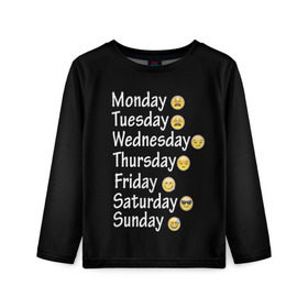Детский лонгслив 3D с принтом футболка настроение дни недели в Петрозаводске, 100% полиэстер | длинные рукава, круглый вырез горловины, полуприлегающий силуэт
 | дни недели | настроение | позитив | смайлики