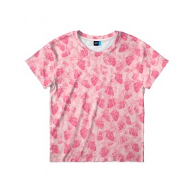 Детская футболка 3D с принтом Человеческие сердца в Петрозаводске, 100% гипоаллергенный полиэфир | прямой крой, круглый вырез горловины, длина до линии бедер, чуть спущенное плечо, ткань немного тянется | love | валентин | валентинка | любовь | паттерн | розовый | сердечки | сердце