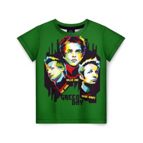 Детская футболка 3D с принтом Green Day в Петрозаводске, 100% гипоаллергенный полиэфир | прямой крой, круглый вырез горловины, длина до линии бедер, чуть спущенное плечо, ткань немного тянется | american idiot | green day | грин дей | грин дэй