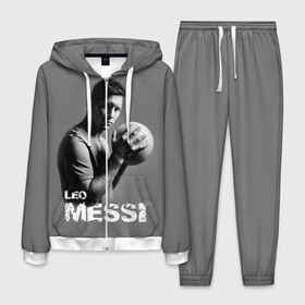 Мужской костюм 3D с принтом Leo Messi в Петрозаводске, 100% полиэстер | Манжеты и пояс оформлены тканевой резинкой, двухслойный капюшон со шнурком для регулировки, карманы спереди | barcelona | spanish | аргентина | барселона | испания | лео | месси | мяч | футбол | футболист