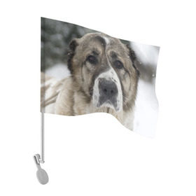 Флаг для автомобиля с принтом САО (алабай) в Петрозаводске, 100% полиэстер | Размер: 30*21 см | большая огромная | грозная | добрая | друг человека | животное | красивая | милая | пес | породистая собака | породы | прикольная | сао алабай | щенок