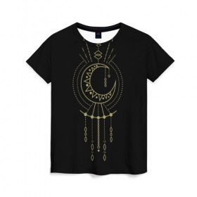 Женская футболка 3D с принтом Майя Солнце в Петрозаводске, 100% полиэфир ( синтетическое хлопкоподобное полотно) | прямой крой, круглый вырез горловины, длина до линии бедер | золото | майя | солнце | узор | узоры