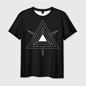 Мужская футболка 3D с принтом Темные треугольники в Петрозаводске, 100% полиэфир | прямой крой, круглый вырез горловины, длина до линии бедер | геометрия | треугольник | треугольники