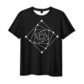 Мужская футболка 3D с принтом Темная рекурсия в Петрозаводске, 100% полиэфир | прямой крой, круглый вырез горловины, длина до линии бедер | Тематика изображения на принте: абстракция | геометрия | квадраты | круги | рекурсия