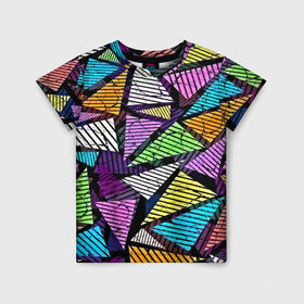 Детская футболка 3D с принтом Fashion triangle в Петрозаводске, 100% гипоаллергенный полиэфир | прямой крой, круглый вырез горловины, длина до линии бедер, чуть спущенное плечо, ткань немного тянется | 