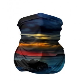 Бандана-труба 3D с принтом Скалистый берег в Петрозаводске, 100% полиэстер, ткань с особыми свойствами — Activecool | плотность 150‒180 г/м2; хорошо тянется, но сохраняет форму | закат | море | небо | пейзаж | пестрый