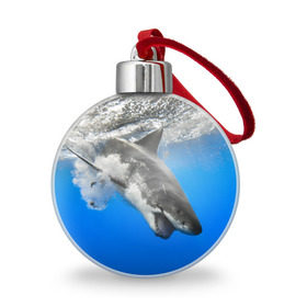 Ёлочный шар с принтом Акула в Петрозаводске, Пластик | Диаметр: 77 мм | shark | море | синий | челюсти