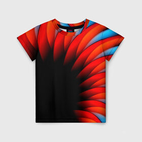 Детская футболка 3D с принтом Абстрактные лепестки в Петрозаводске, 100% гипоаллергенный полиэфир | прямой крой, круглый вырез горловины, длина до линии бедер, чуть спущенное плечо, ткань немного тянется | Тематика изображения на принте: красный | черный | яркий