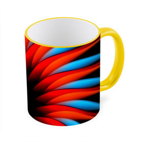 Кружка 3D с принтом Абстрактные лепестки в Петрозаводске, керамика | ёмкость 330 мл | красный | черный | яркий