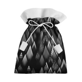 Подарочный 3D мешок с принтом Ёлочки в Петрозаводске, 100% полиэстер | Размер: 29*39 см | геометрия | серый | треугольник | черный