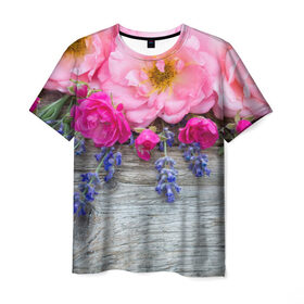 Мужская футболка 3D с принтом Весенний аромат в Петрозаводске, 100% полиэфир | прямой крой, круглый вырез горловины, длина до линии бедер | Тематика изображения на принте: желтый | красный | любовь | новинки | подарок | розы | сердце | текстура | тюльпаны | цветы