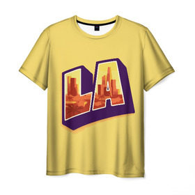 Мужская футболка 3D с принтом Лос-Анджелес в Петрозаводске, 100% полиэфир | прямой крой, круглый вырез горловины, длина до линии бедер | california | los angeles | usa | америка | калифорния | лос анджелес | сша