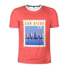 Мужская футболка 3D спортивная с принтом Сан Диего в Петрозаводске, 100% полиэстер с улучшенными характеристиками | приталенный силуэт, круглая горловина, широкие плечи, сужается к линии бедра | california | san diego | америка | калифорния | сан диего | сша