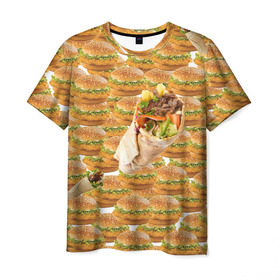 Мужская футболка 3D с принтом Best food ever в Петрозаводске, 100% полиэфир | прямой крой, круглый вырез горловины, длина до линии бедер | burger | fast food | бургер | донер | фастфуд | шава | шаурма