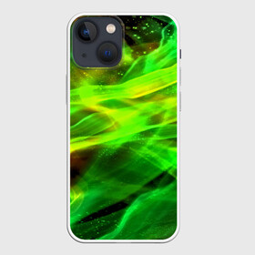 Чехол для iPhone 13 mini с принтом Световые линии в Петрозаводске,  |  | color | colour | glim | glow | light | lights | shine | society | world | абстракция | блеск | великолепие | волны | глянец | дым | зеленый свет | лоск | свет | сияние | солнечный свет