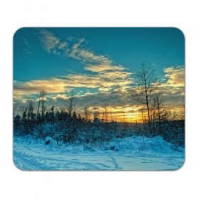 Коврик прямоугольный с принтом Winter sunset в Петрозаводске, натуральный каучук | размер 230 х 185 мм; запечатка лицевой стороны | Тематика изображения на принте: закат | лес зима | пейзаж