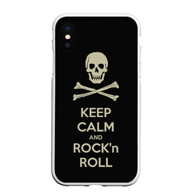 Чехол для iPhone XS Max матовый с принтом Keep Calm and ROCK в Петрозаводске, Силикон | Область печати: задняя сторона чехла, без боковых панелей | music | rock | rock and roll | музыка | рок